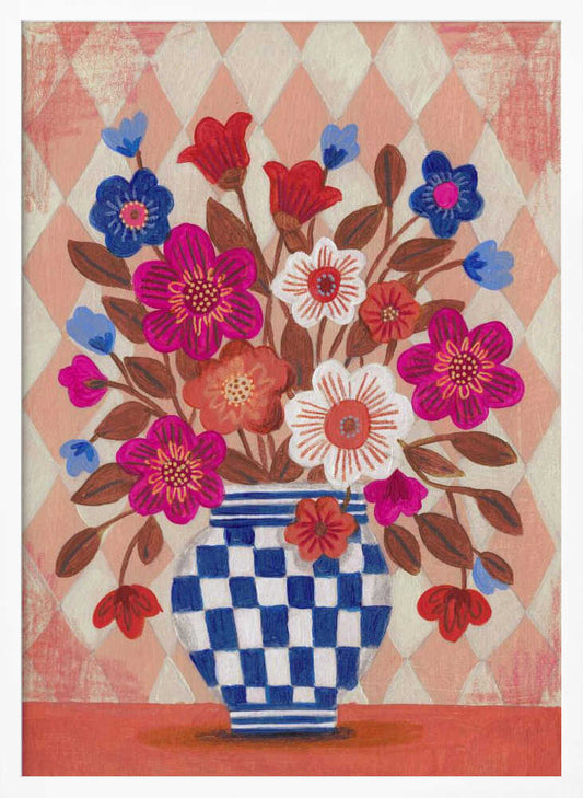 Vase Flowers Brights & Blues - XL Poster