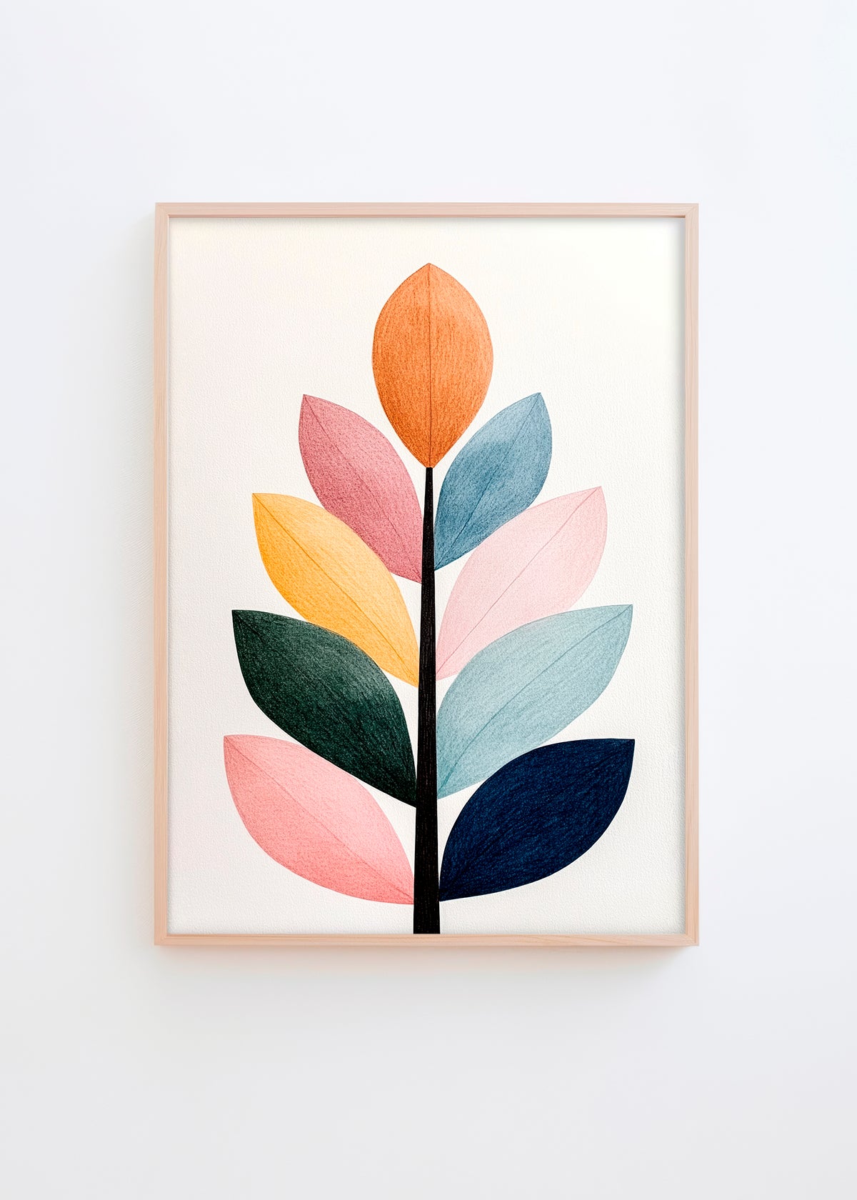 Flower Power - HelloPoster - Flower Power poster in light wood frame against white background
