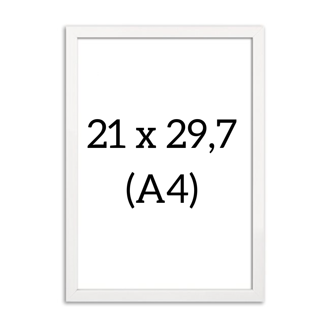 Front view of white A4 frame (21 x 29.7 cm) with a clean and minimalistic design