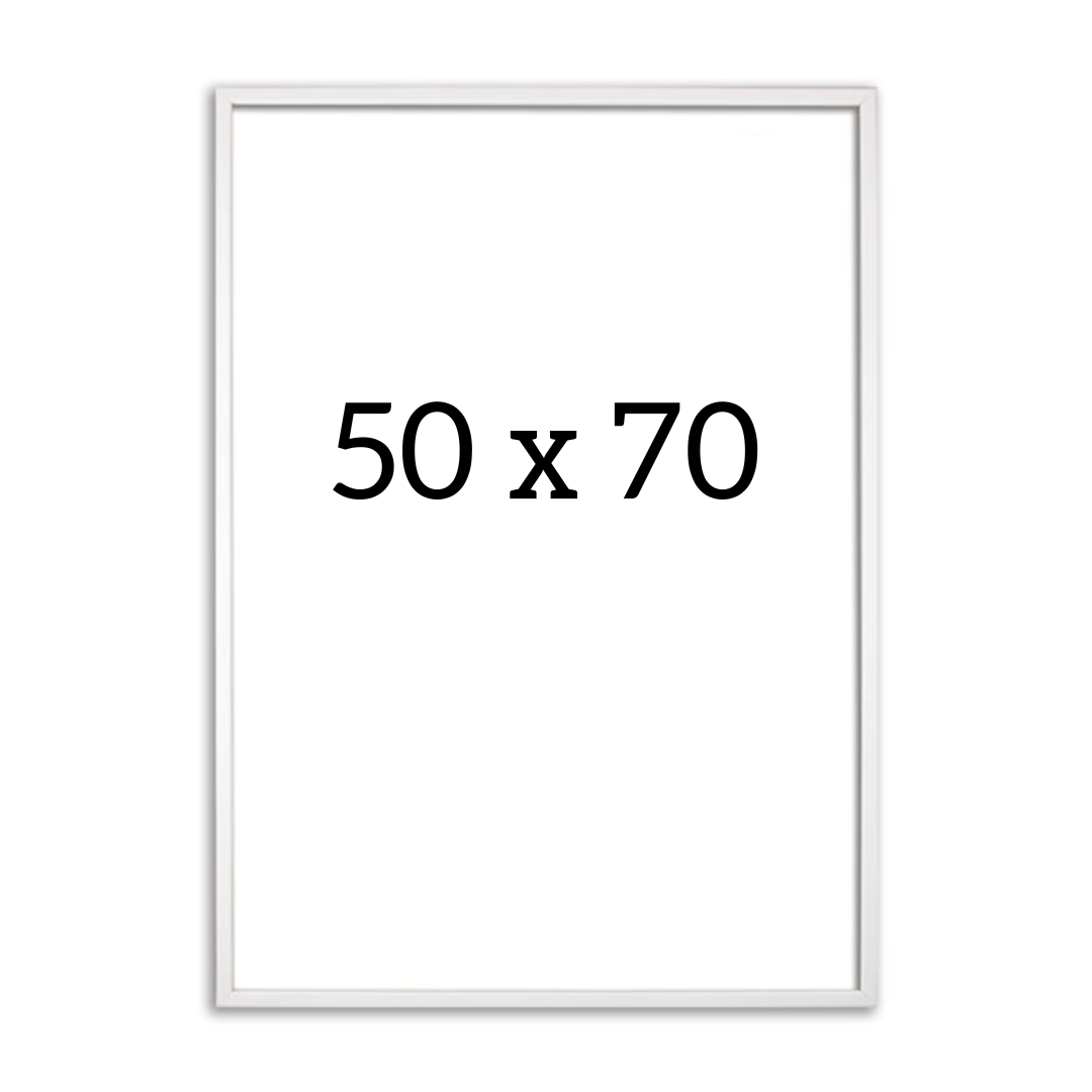 White wooden frame in 50 x 70 cm format, perfect for posters or prints