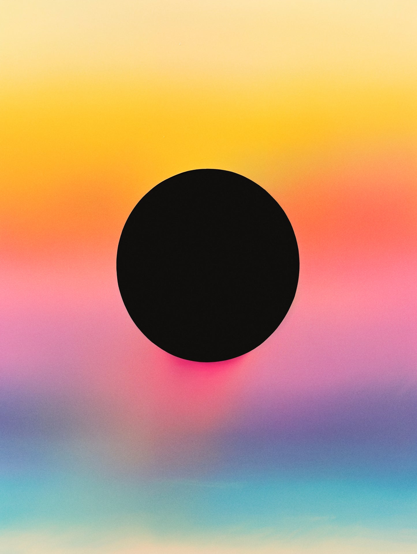 Abstract poster Darkness featuring a black circle against a colorful gradient background