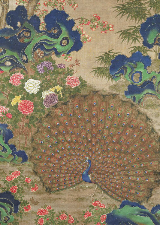 Chinese Peacock and Flowers (17th Century) - XL Poster