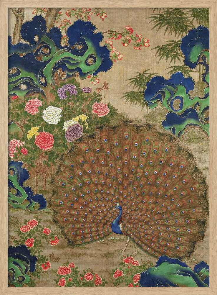 Chinese Peacock and Flowers (17th Century) - XL Poster