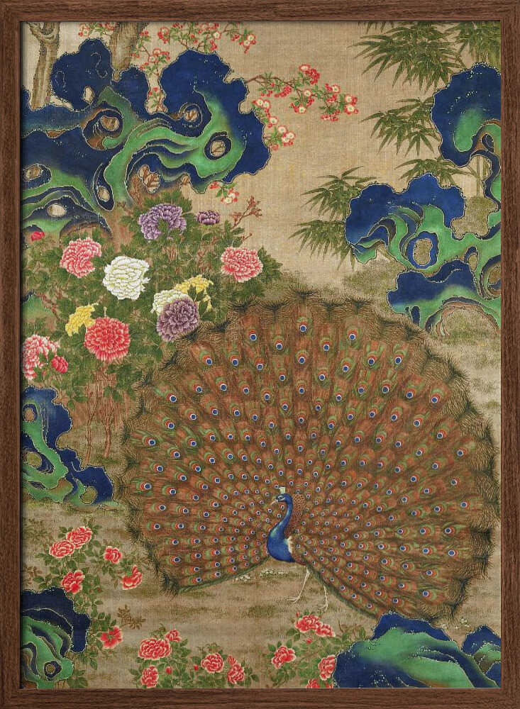 Chinese Peacock and Flowers (17th Century) - XL Poster