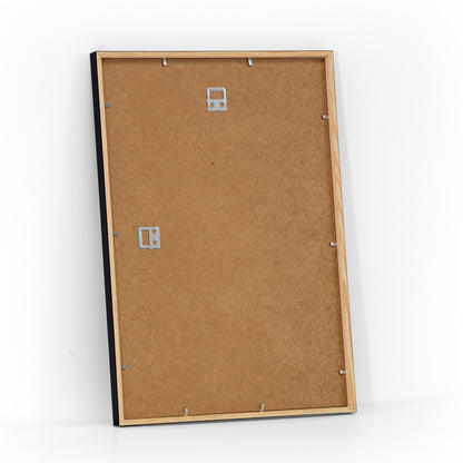 Back of a black wooden frame, size 30x40 cm, with wall mounting hardware.