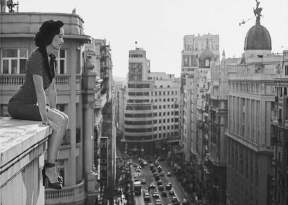 Elegant Woman City Rooftop - XL Poster