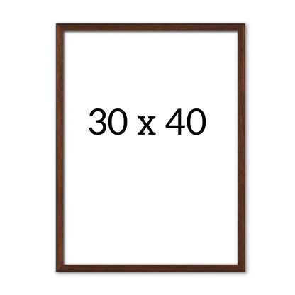 Dark oak picture frame in size 30x40 cm, front view with clean white background