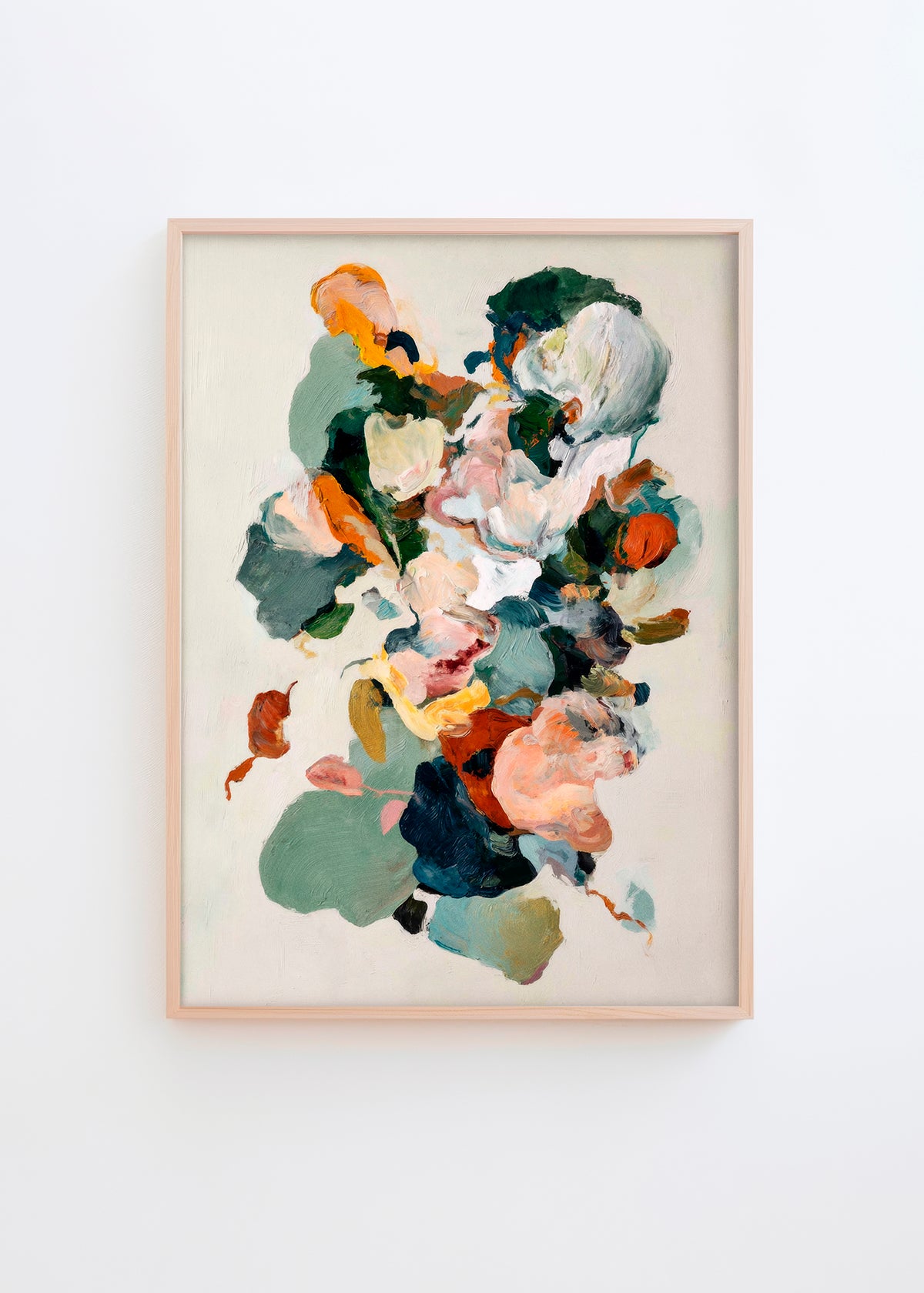 Pétale abstract floral poster with vibrant orange, pink, and green tone