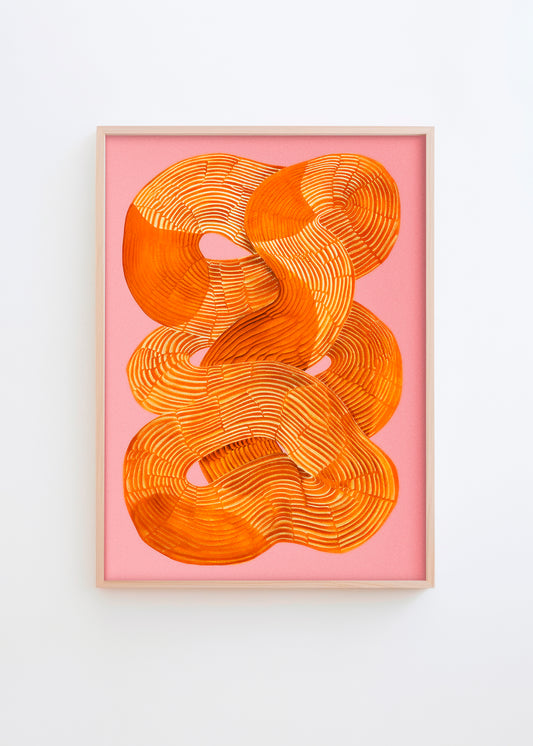 Abstract orange and pink poster with flowing lines – Shape No. 40 from HelloPoster