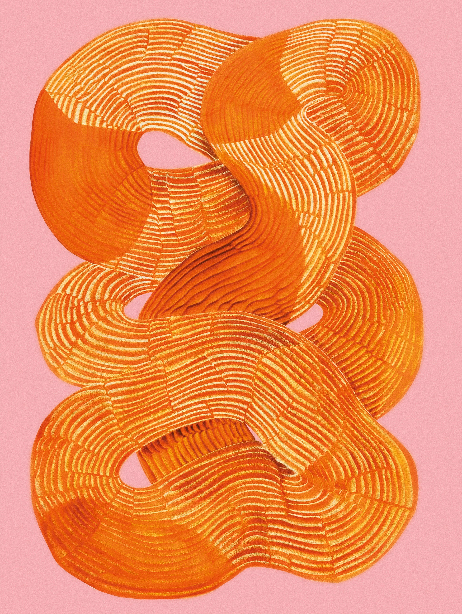 Abstract orange and pink poster with flowing lines – Shape No. 40 from HelloPoster