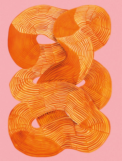 Abstract orange and pink poster with flowing lines – Shape No. 40 from HelloPoster