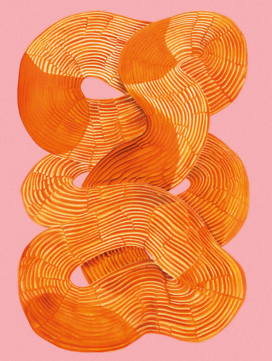 Abstract orange and pink poster with flowing lines – Shape No. 40 from HelloPoster