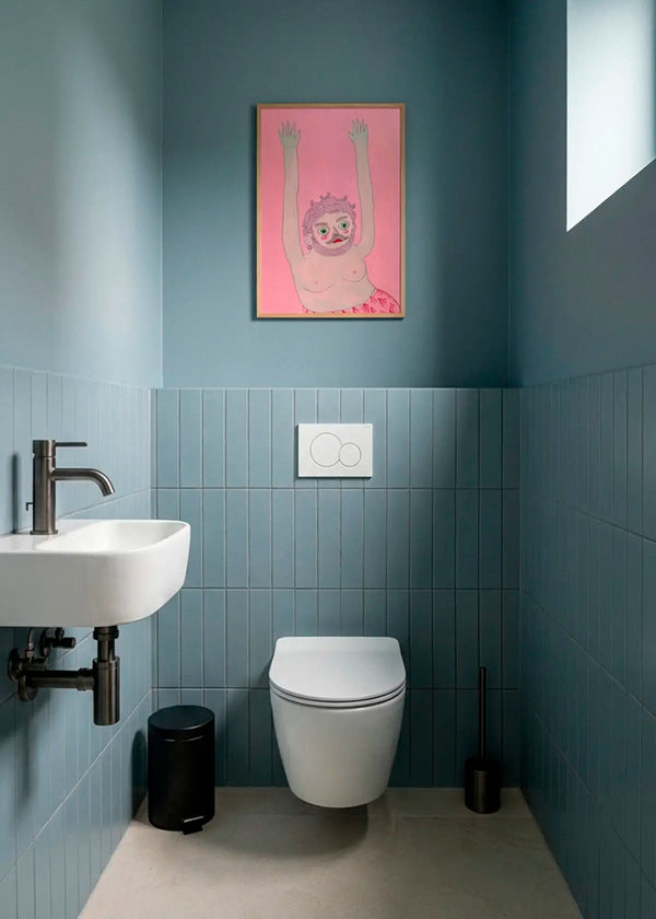 Farverige plakater til badeværelset
