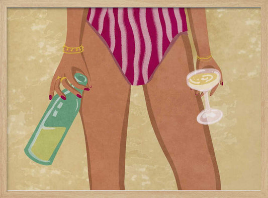 Girl with wine at the beach – B2B