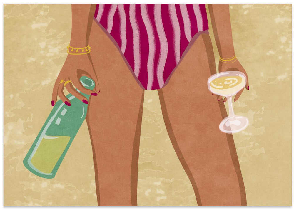 Girl with wine at the beach – B2B