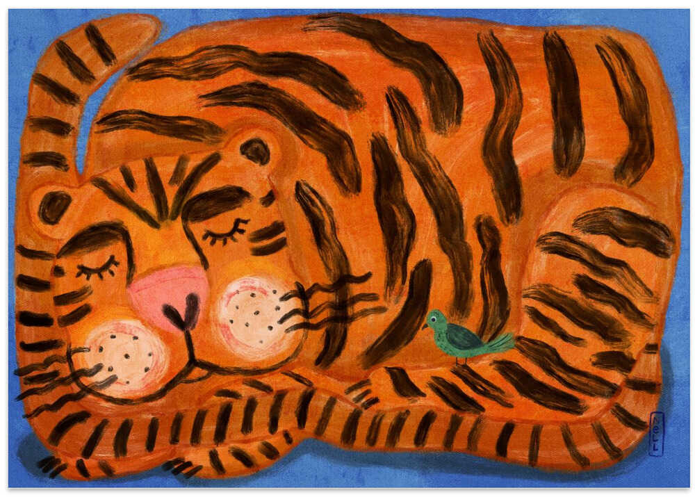 Sleeping Tiger and a Bird Animal Friends – B2B