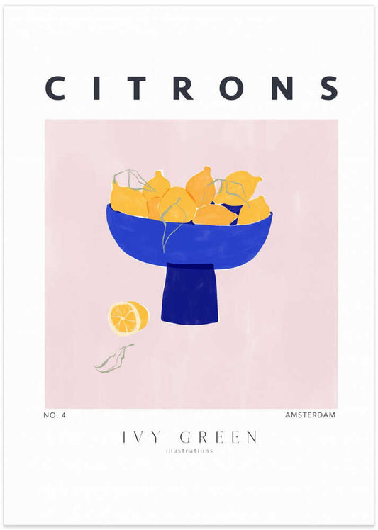 Vibrant Lemons Blue Bowl – B2B